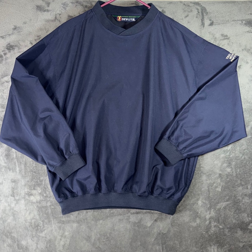 Mens Large Divots Players Edition Windbreaker Navy Blue Nashville Golf Pullover